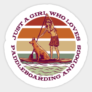 Girl Dog and Paddle Board Sticker